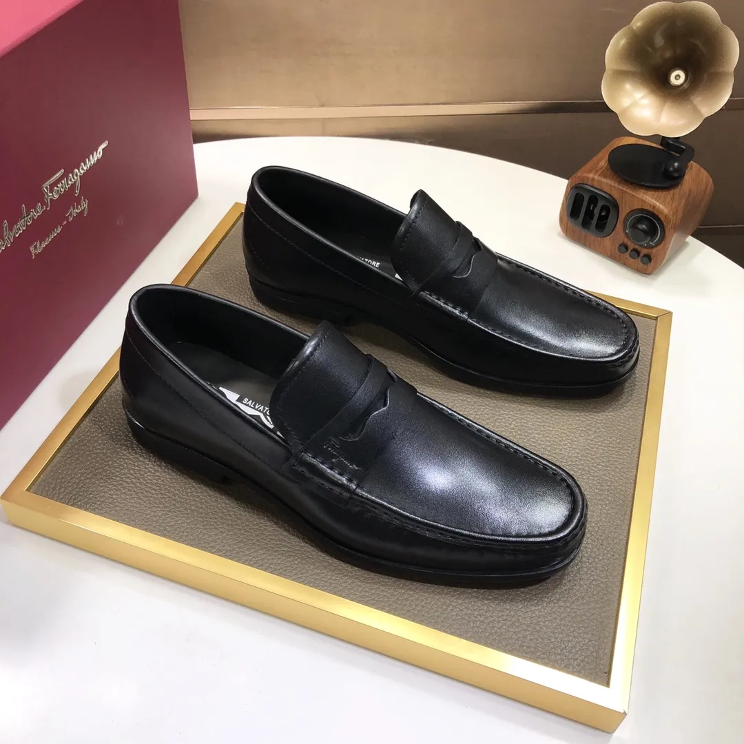 Men's shoes 💰500💰[Ferragamo/Ferragamo] The latest model in the counter. Original imported cowhide fabric + 🐂 water-dyed sheepskin lining + original luxury metal buckle + original combined outsole. Comparison without pressure 38--45 (45 is custom-made and cannot be returned or exchanged)